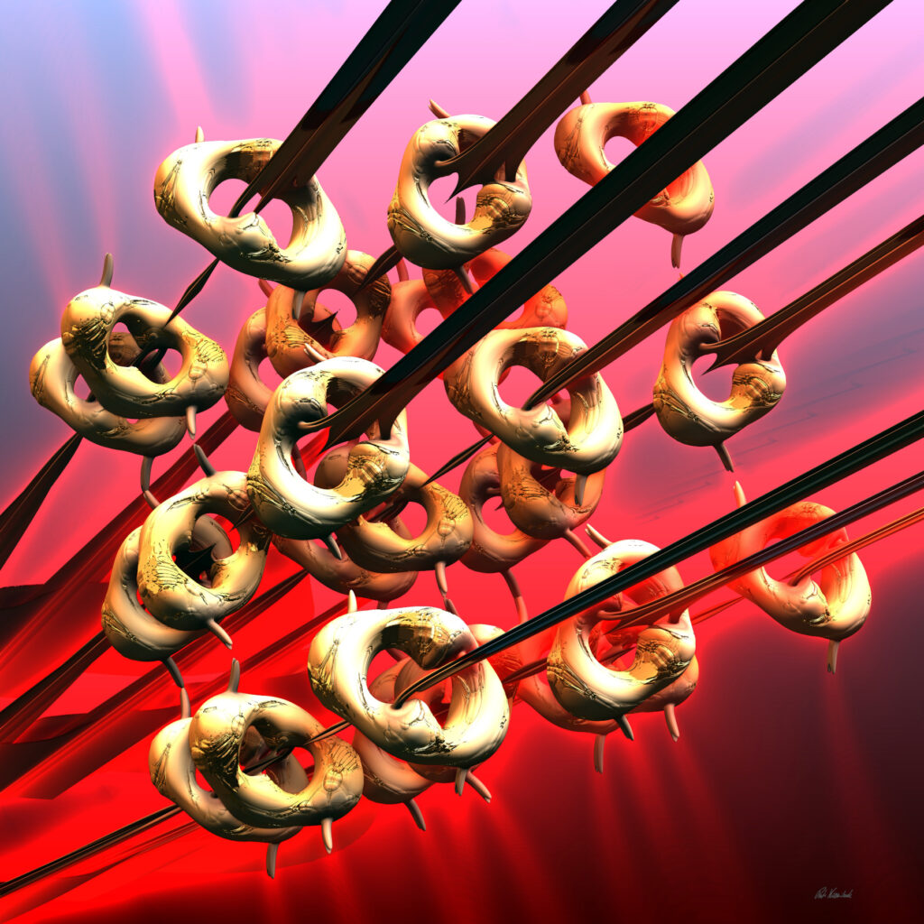 Golden Rings Put on Strings - Digital Art by Peter Kraaibeek
